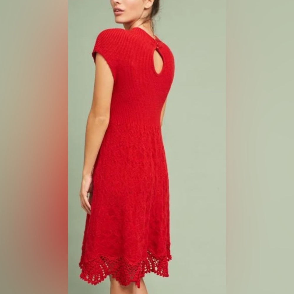 Anthropologie Feather Bone Oda Crochet Wool Alpaca Blend Sweater Gray Dress M - Picture 17 of 17